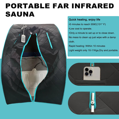 Zonemel Infrared Portable Sauna Kits 1 Person 1050W Home Spa Full Body, L 27.6" x W 31.5" x H 37.8"
