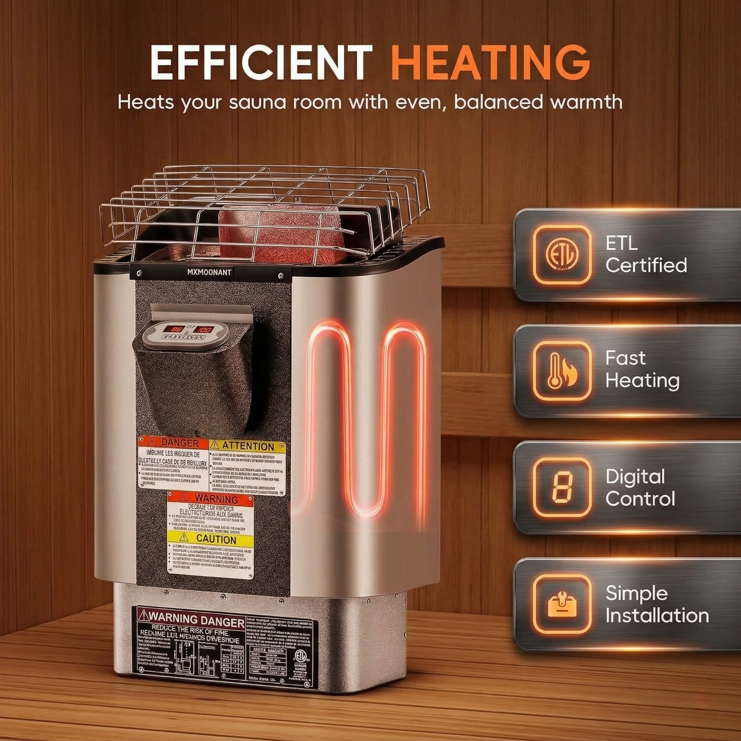 Indoor and Outdoor Barrel Steam Sauna with 4.5KW Heater, Pine, Tempered Glass, Mostly for 2 People